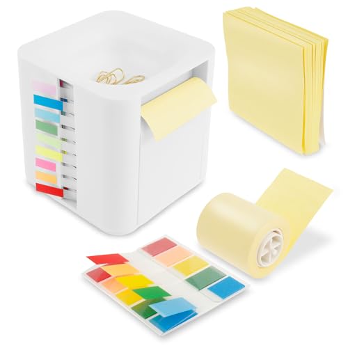 Z-notes Lot de 240 organiseurs de bureau, blancs, avec rouleau de notes de 10 m, dérouleur, super adhésif, distributeur de notes