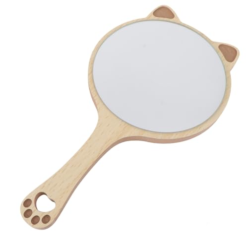 VICASKY Miroir Cosmétique Portable Bois Et Motif Chat Miroir De Maquillage Compact à Main Lumières pour Retouches Et Décoration Halloween