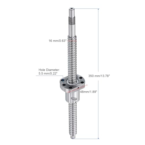 QUARKZMAN BallScrew SFU1605 (Durchmesser 16mm, Steigung 5mm, Länge 350mm) mit Kugelumlaufspindel-Mutter Kugelumlaufspindel-Kit Standard-Endbearbeitung für BK/BF12 CNC-Maschinenteile