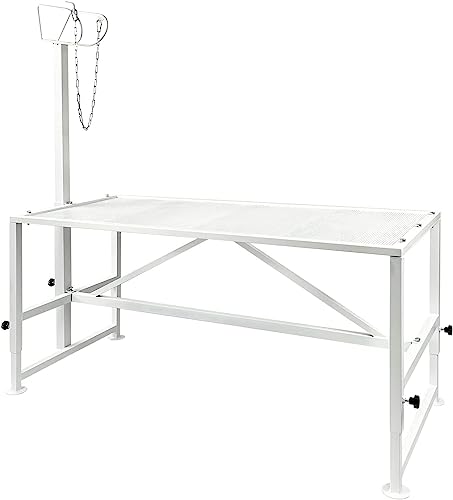 Belinova Livestock Stand,Trimming Stand,Metal Goat Milking Stand,Goat Stand,Sheep Stand,Goat Stand for Trimming Hooves 51x23 inches White