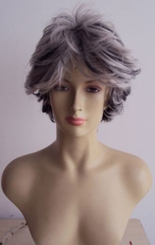 Cinhoo Kurzhaarperücke Für Damen – 80er-Jahre Pixie-Schnitt Mit Pony In Naturblond & Weißen Highlights | Perücke Für Party & Alltag