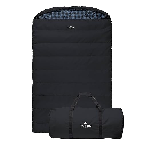 Teton Mammoth, 20 Degree Double Sleeping Bag, A Warm Bag The Whole Family can Enjoy. Great Sleeping Bag for Camping, Hunting and Base Camp. Compression Sack Included
