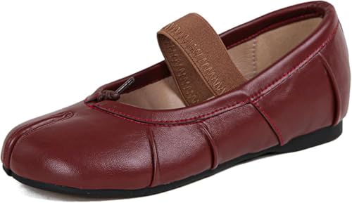 Split Toe Ballet Flats for Women, Round Toe Wide Width Close Toe Flats Shoes, Low Heel Lightweight Walking Office Dress Shoes, All-Match for Daily Wear Beach Travel