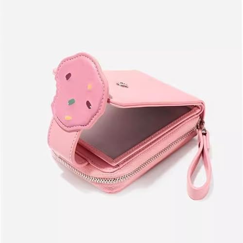 Women's Credit Card Holder with Cute Pink Leather Small Wallet RFID Zipper Coin Purse4