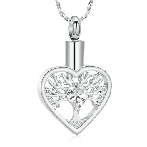 Porte-cendres humaines sécurisé, collier urne cœur Arbre de la Vie étanche