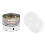 Electric Food Dehydrator Machine, Multi-Tier Kitchen Food Appliances, High-Heat Circulations- NutriChef PKFD12 & Nesco LM-2-6 13.5' Snackmaster Clean-A-Screen Food Dehydrators, 2 Count, White