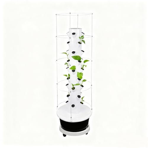 Bulelula Hydroponics Growing System, 28 Pods Large Vertical Hydroponic Growing Tower with with Climbing Trellis, 9-Tier Indoor Gardening System for Herb Vegetable Fruit(Black)