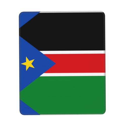 Tapis de souris multicolore avec motif drapeau du Soudan du Sud en caoutchouc épais 25,4 x 30,5 cm pour bureau, jeux, étude et bureau