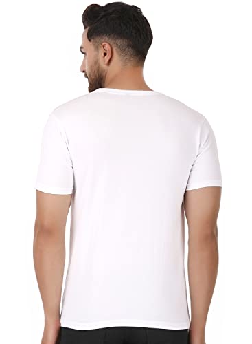 Image of Men's Plain Tshirt | Any Time Wear | Black & White Tshirt | Regular fit Half Slevees Round Neck Pure Cotton White and Tshirt M