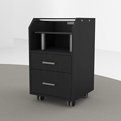Image of Glass Glow Pedicure Trolley Black Cart for Nail Salon Furniture & Equipment