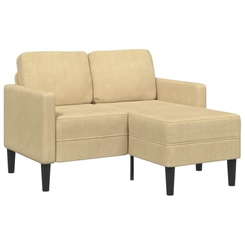 Woonisher 2-Sitzer-Sofa mit Chaiselongue L-Form Hellgr&uuml;n 125 cm Leinen