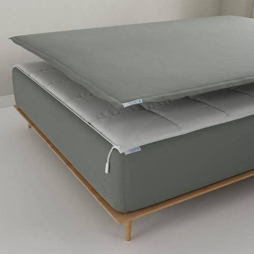 Image of QuickZip Fitted Plus Spare Bundle: 1 Fitted Sheet (Base + Zip Sheet) & 1 Zip Sheet - Easy to Change, Won't Pop Off - Soft Sateen 400 TC 100% Cotton - 15 inch Deep Pockets RV King Size - Slate Gray