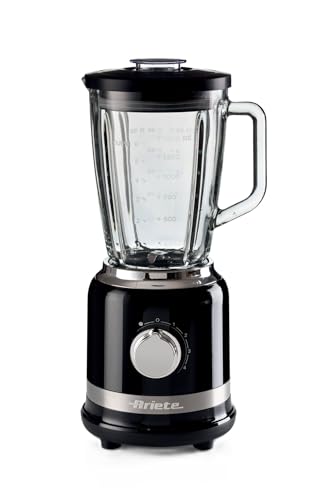 Ariete 585 Frullatore Moderna, 1000W, Capacità 1,5 L, 4 velocità + Funzione Pulse, Tazza in vetro graduata, 4 lame in acciaio inox, Nero