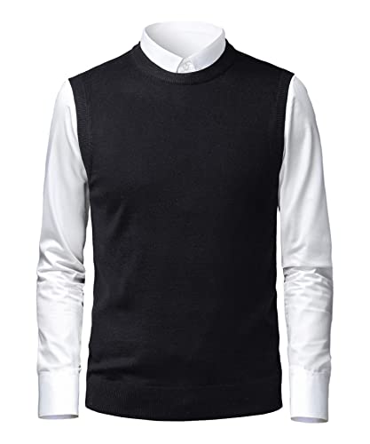 Mens Soft V Neck Crew Neck Knitted Sweater Vest Solid Sleeveless Pullover Slim Fit Plain Color for Dad Husband2