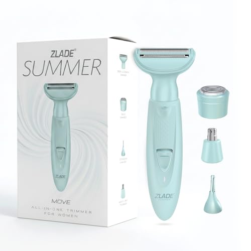 Image of Zlade Summer Move All in One Sensitive Trimmer for Women | Bikini and Body Shaver | Face Shaver | Eyebrow Shaper | Nose and Ear Trimmer | Rechargeable with USB C | Fully Waterproof and Showerproof, Easy to Clean Design | Travel Friendly, Quick and Painless (Move All in One)