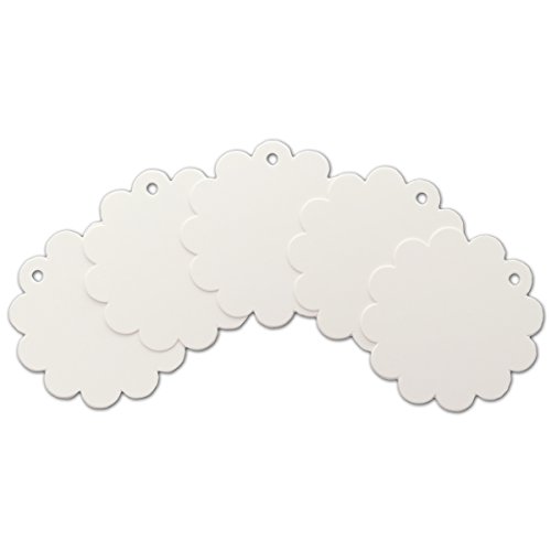 LWR Crafts 100 etiquetas penduradas recortadas redondas com juta Twines 30 m, Branco, 2 3/8