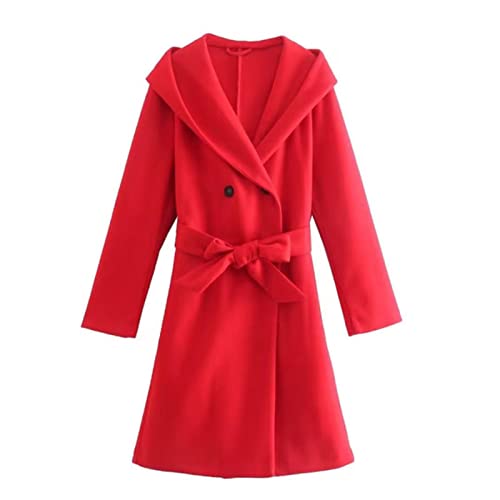 Manteau en laine rouge à manches longues : finitions haute couture en XS