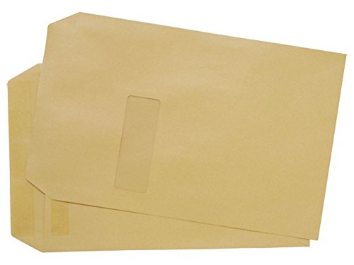 A4 C4 Brown Manilla Window Envelopes Self Seal (Pack of 250) Indigo®