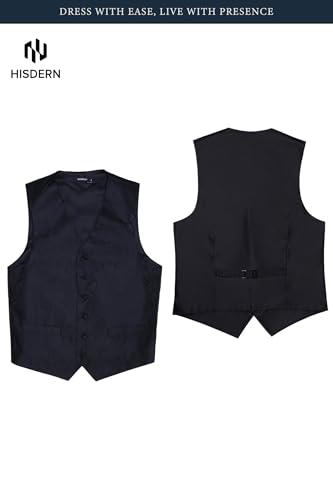 Image of HISDERN Mens Vest Tie Set 3PC Formal Waistcoat Paisley Floral Jacquard Necktie Pocket Square Suit Vests Wedding Party