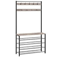 HOOBRO Coat Stand, Coat Rack with Shoe Storage, Free Standing Hall Tree with 9 Hooks, Shoe and Coat Rack for Hallway, Entryway, Metal Frame, Sturdy