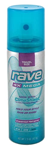 Rave 4X Mega Hairspray Unscented 1.5 Ounce (18 Pieces) Aerosol (44ml)