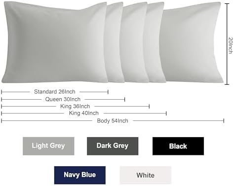 Aerlomi King Pillow Cases, 2 Pack, 20x36 in, Microfiber, Light Grey - 4