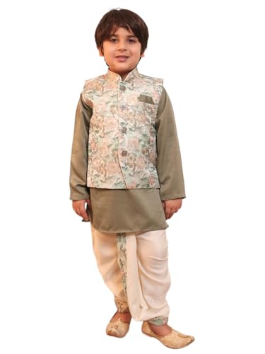 Image of AJ DEZINES Kids Ethnic Wear Kurta Waistcoat and Dhoti Pant for Boys