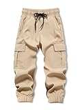 EIVAMIA Toddler Boy Pants Joggers Sweatpants for Baby Boys Soft Casual Cargo Pants with Drawstring Size 6-12 Months Khaki