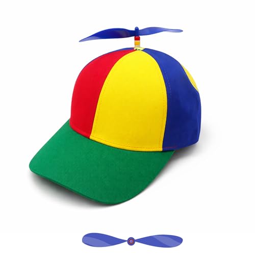 Colorful Helicopter Propeller Baseball Cap - Spinning Propeller Hat for Adults Adjustable Funny Hat Snapback Cap (Green)