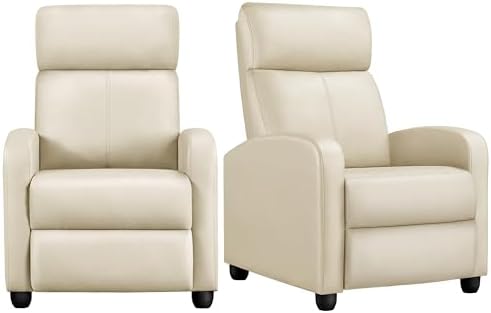 Yaheetech Recliner Chair Set of 2, PU Leather Upholstered Reclini...