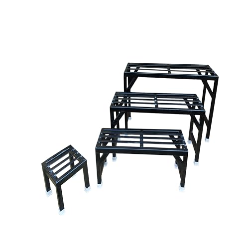 Image of A-One 4 Step Garden Plant stand Flower Pot Holder Plant Pot Stand Heavy Duty (BLACK) (Four Step-Set of 4)