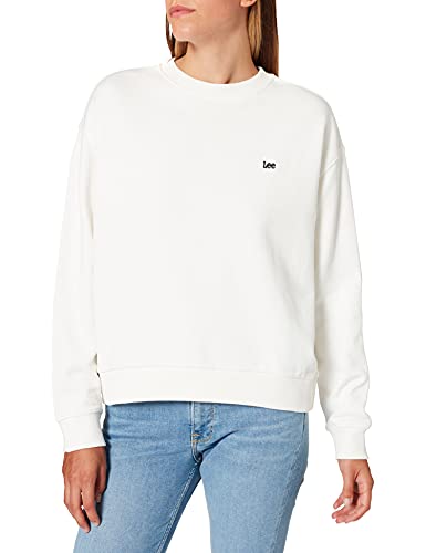 Lee Crew Sudadera Mujer, Blanco (White Tela), Large