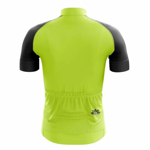 Camisa de Ciclismo Masculina Manga Curta Way Fresh Verde Limão Proteção UV Slim Confortável Pro Bike