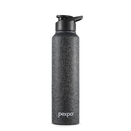 PEXPO Chromo Stainless Steel Sports/Fridge Sipper Water Bottle 1 Litre, Black | Eco friendly | BPA Free | Water Bottle for Office, Gym/Workout, School, Yoga, Trekking, Men, Women and Kids