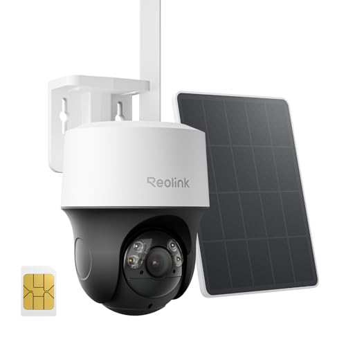 Reolink 4G LTE Kamera Solar Outdoor Akku, Automatische Verfolgung, 360° PT Überwachungskamera mit SIM Karte (eingebaut), 2K 4MP, Farbige Nachtsicht, KI Erkennung, bis zu 512 GB, Go PT S Lite