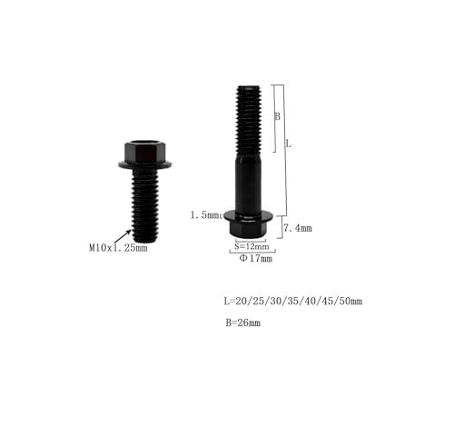 Image of RISON-Titanium Flanged Hex Head Bolts M10x1.25x25mm 6AL4V Aerospace Grade Ti Bolt Black Pack of 5