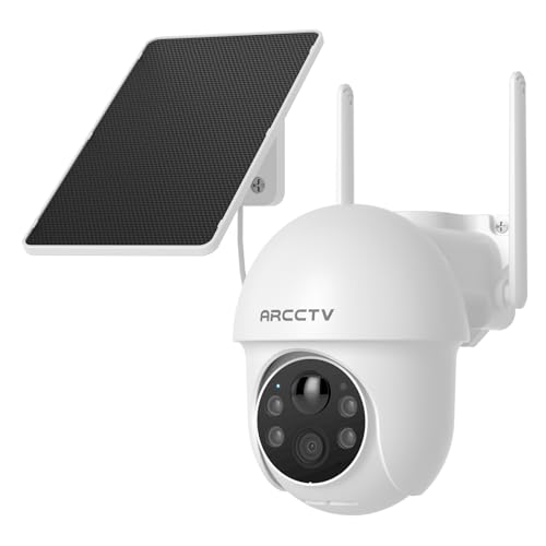Image of ARCCTV Solar Security Cameras Wireless Outdoor, 4MP 360 View Battery Powered Outdoor Camera, Night Vision with Spotlight, 2-Way Audio, PIR Motion Sensor, 2.4G /5G Dual Band WiFi, SD /Cloud Storage