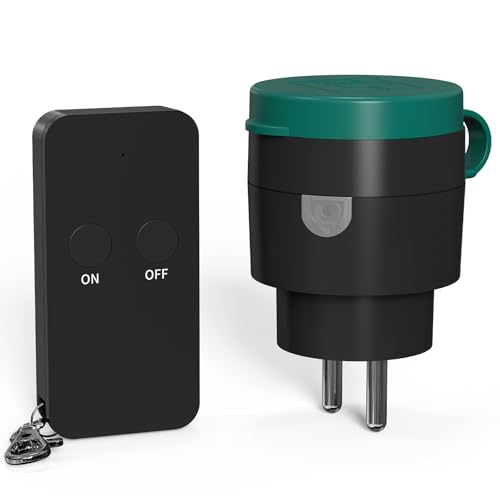 SURNICE Mini Prises Telecommande sans Fil Extérieures Programmables IP44,Prise télécommandée extérieure,Portée 80 M, 2300 W, pour Décoration de Vacances, certifications CE et GRS