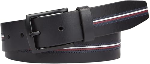 Tommy Hilfiger Herren Gürtel Denton Ledergürtel, Blau (Space Blue), 80 cm