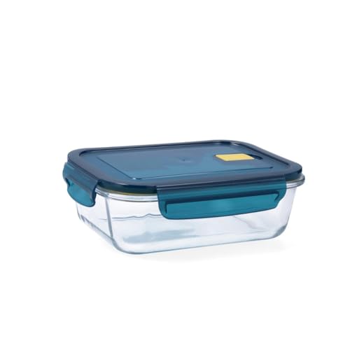 Quid Astral Récipient rectangulaire hermétique en verre 21 x 16 x 7 cm - 104 cl Bleu