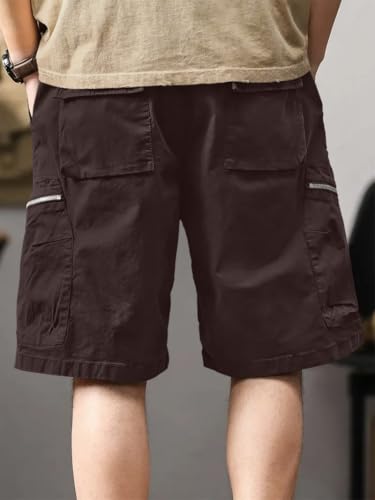 Image of Leriya Fashion Men's Cotton Cargo Shorts with Elastic Drawstring Waist | Multiple Utility Pockets & Zipper Side Pocket | Summer Shorts for Daily Outfits, Hiking, Trekking & Street Style
