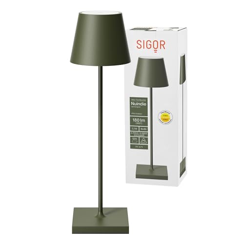 SIGOR Nuindie - Dimmbare LED Akku-Tischlampe Indoor & Outdoor, IP54...