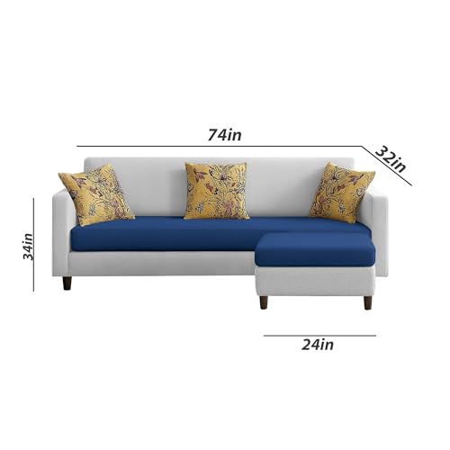 Image of Casaliving Premium Lifestyle Fabric 5 Seater L Shape Sofa Set 4 Seater Modern Sofa Set & Ottoman for Living Room (Blue Grey Color)