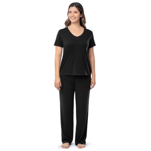 Image of Fruit of the Loom womens Short Sleeve Tee and Pant 2 Piece Sleep Set
