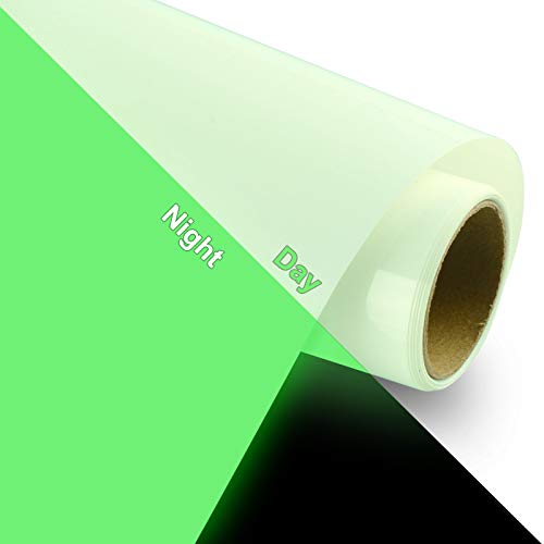 KISSWILL White Glow in The Dark Heat Transfer Vinyl - 10 Inch by 5 Feet PU HTV Luminous Iron on Vinyl Rolls for Silhouette Cameo 3/4 or Other Brand Cutting Machine T-Shirts DIY