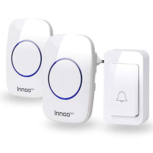Preisvergleich Produktbild Batterielose Funkklingel Türklingel, Innoo Tech Funkklingel ohne batterien Türklingel, Außenbereich Wasserdicht, 2 Empfänger 1 Sender, 500 Fuß Reichweite, 38 Klingeltönen, 3 Lautstärkestufen