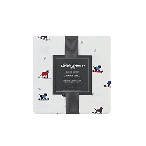 Image of Eddie Bauer - Flannel Sheets Twin Size, Anti-Pilling & Wrinkle Resistant Cotton, Touchably Soft for All-Season Comfort - Bed Sheets with Matching Pillowcase & Fitted Sheet (Ski Patrol White)
