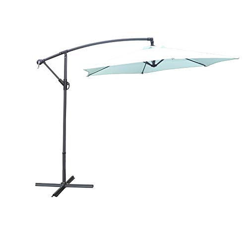 AIRWAVE 3m Freestanding Banana Cantilever Overhanging Garden Parasol Umbrella (Light Green)