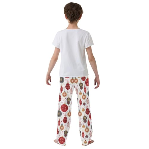 Merry Christmas Balls Boys Long Pants Soft Trousers Elastic Waist Kids Lounge Bottoms with Pockets S-XL3