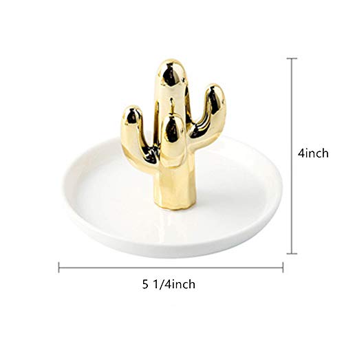 Cactus Ring Holder Dish for Jewelry, Ceramic Succulent Ring HoldersTrinket Tray/DishGreat for Wedding Ring, Earrings, Diamond Ring & Engagement Ring Holder | Office Desk & Home Decor/Accessories